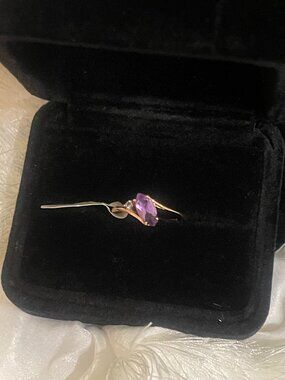 18K Gold Electroplated Amethyst Tone Ring Size 5 Delicate Minimalist